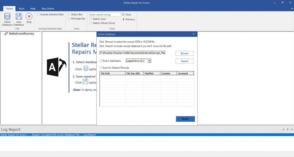 Repair access database file using Stellar Repair for Access software