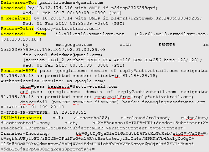 Thunderbird downloading message header analyzer