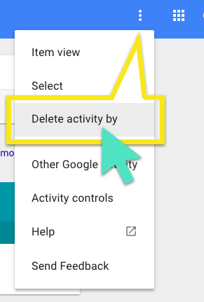 Screenshot showing ?Delete activity by? option using which you can filter your search results for deletion