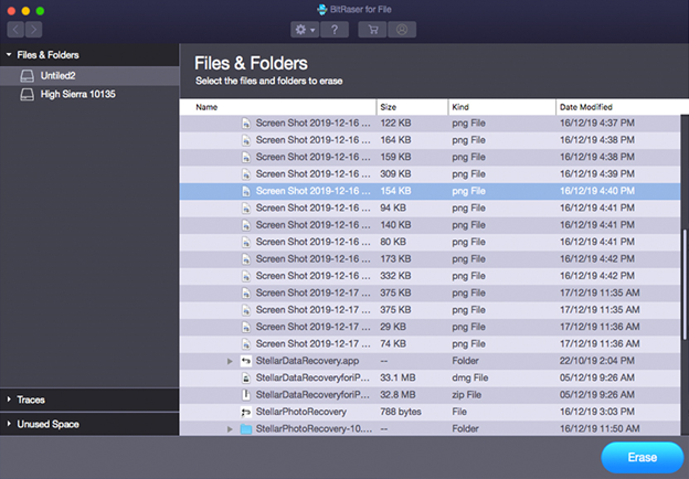 Screenshot with list of files from which you can select the ones to delete.