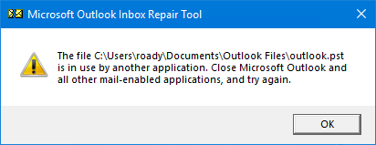 microsoft outlook inbox repair tool stops responding