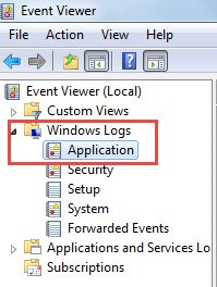 Go to Event Viewer window>expand Windows Logs>Application