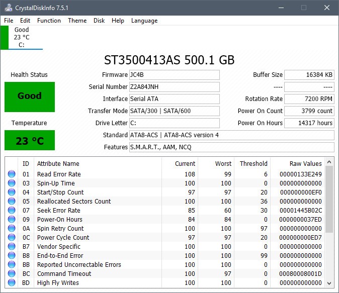 Download CrystalDiskInfo, install it, and check your PST file drive's health and SMART status.