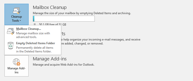 cleanup Mailbox in Outlook
