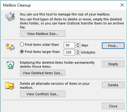 Mailbox cleanup tool