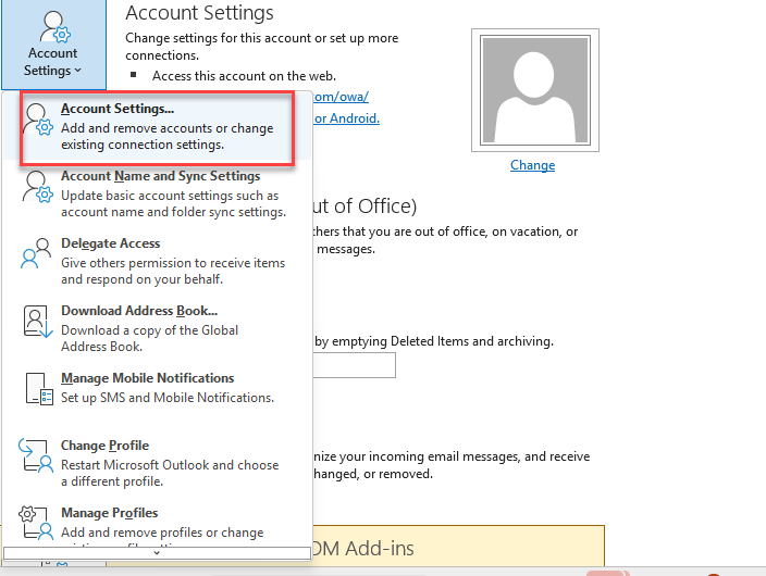 Select Account Settings