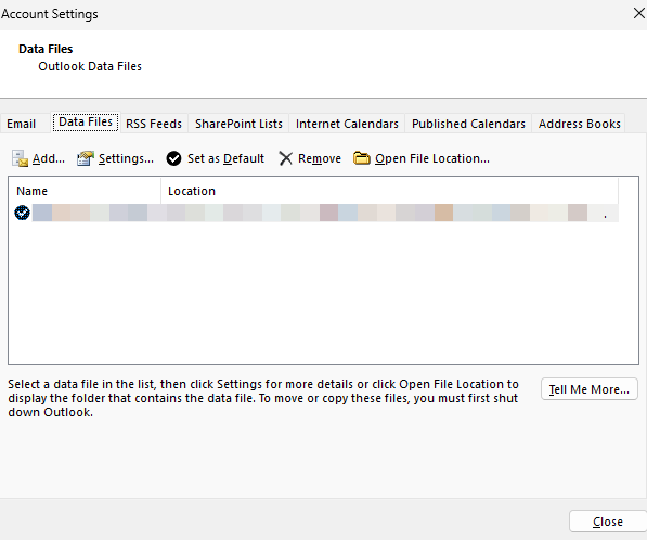 Select Data File tab