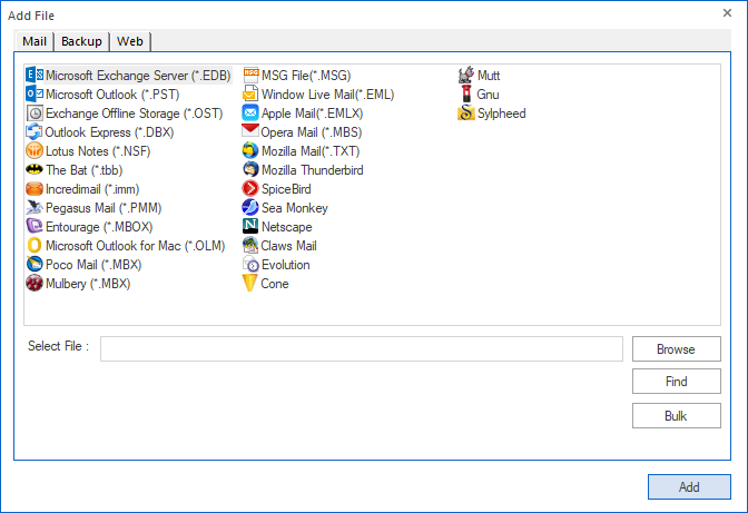 Different File Types Supported by Stellar Email Forensic software