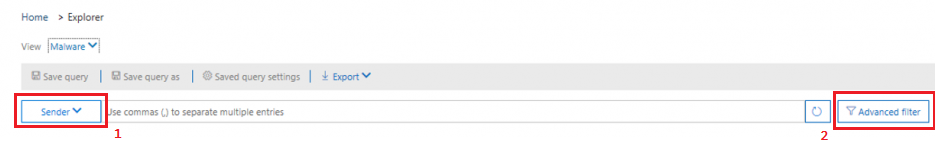 Filters and advanced filters in Threat Explorer Portal