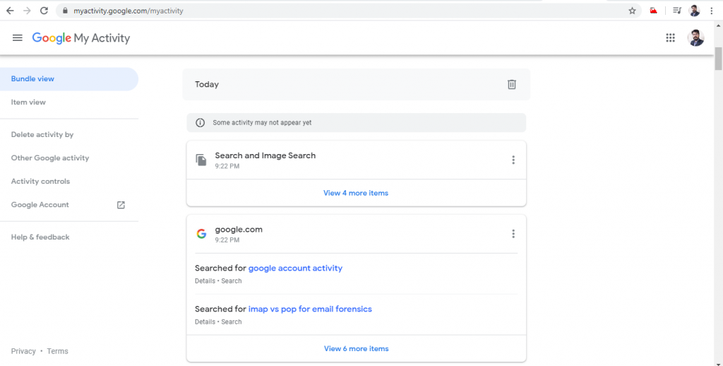 Google’s My Activity Page