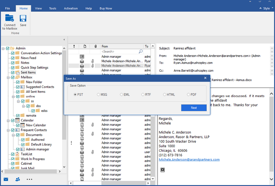 stellar groupwise converter software screen with file saving options