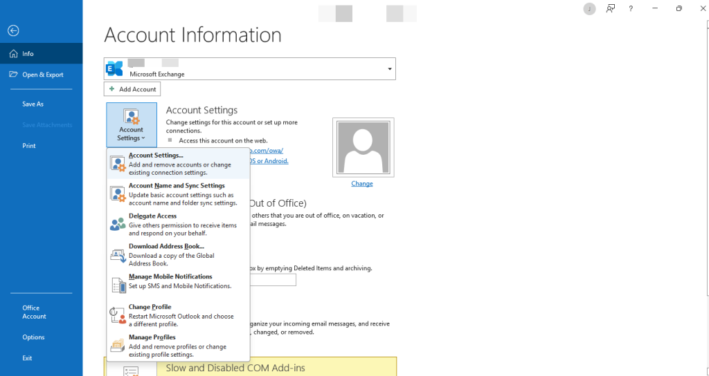 Click on Account Settings > Account Settings