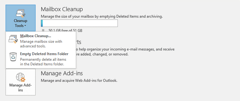 Click on the&nbsp;Mailbox Cleanup&nbsp;option