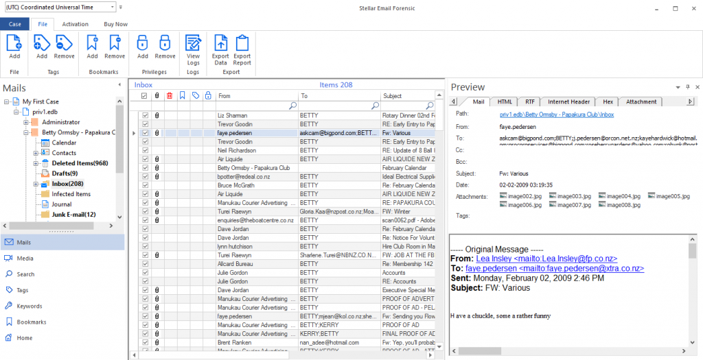 Opening an EDB File in Stellar Email Forensic Software