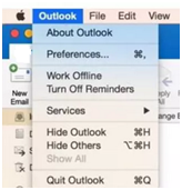 outlook for mac 2019 and 2016 main menu