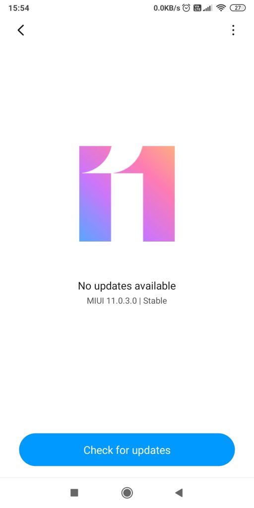 Check for updates button in Redmi Note 5 Pro