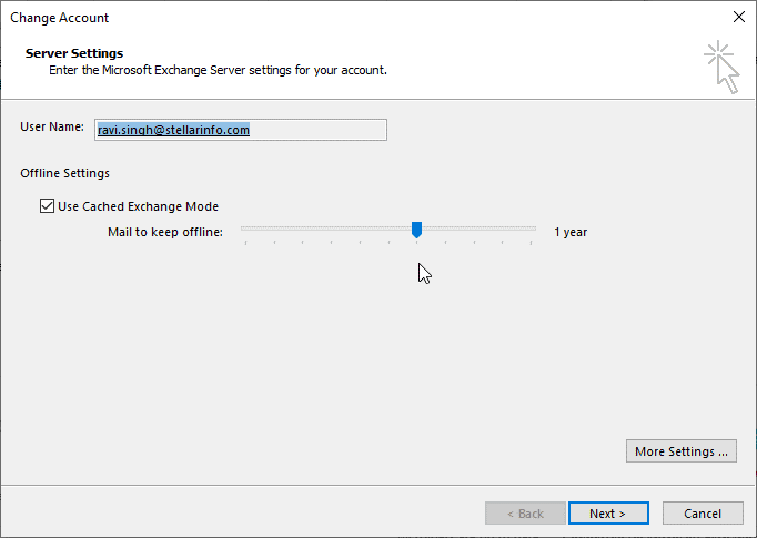 Adjust the&nbsp;Mail to keep offline&nbsp;slider