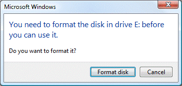 USB device not formatted error