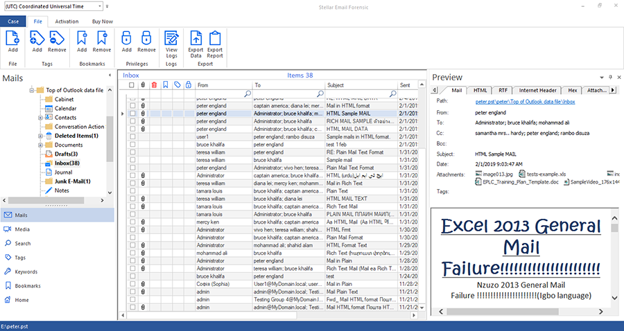 User Interface of Stellar Email Forensic Software