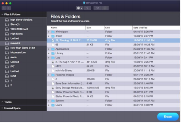 Selecting Files and Folders for Erasure in Mac