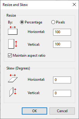 Resize and Skew dialog box