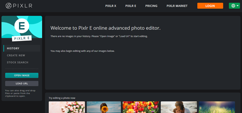 Advanced Pixlr E webpage