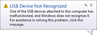 USB device not recognized error