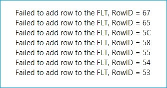 Failed to add row to FLT error resolved