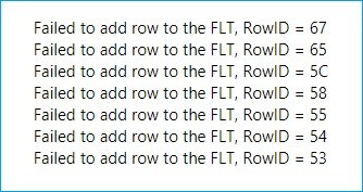 Failed to add row to FLT error resolved