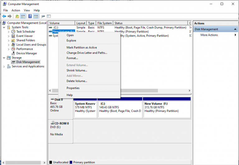 computer management change disk number