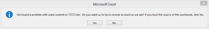 Microsoft Excel Content Error