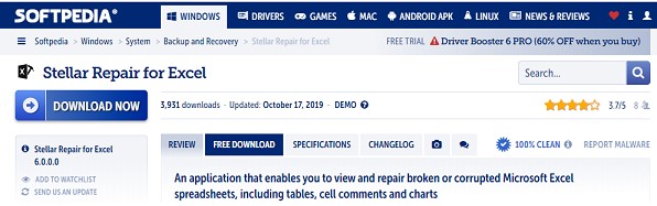 Stellar Repair for Excel software by softpedia