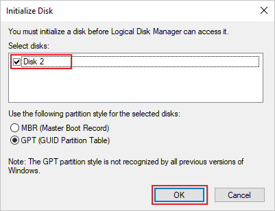 Choose the partition style