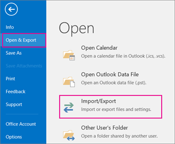 Open Import/Export: Access wizard for data transfer.