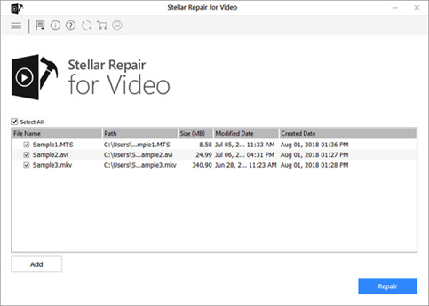 Stellar Repair for Video - Click Repair Option