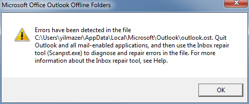 MS Outlook Error Message