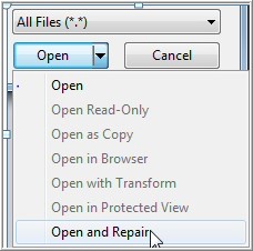 open and repair excel file