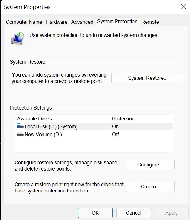 perform system restore