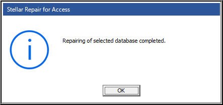 Repaired Selected Database Completed