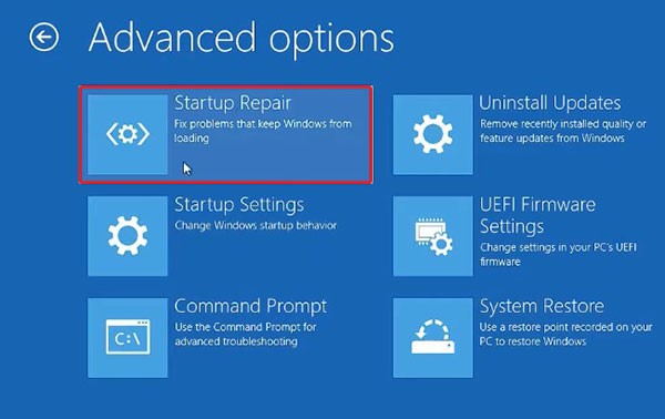 run startup repair