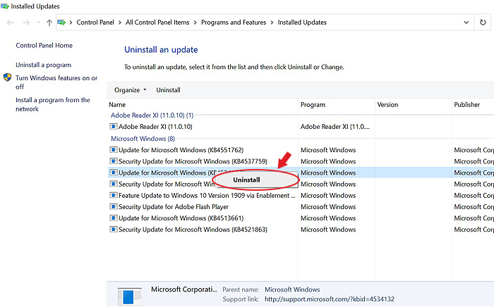 Uninstall-problematic-Windows-updates