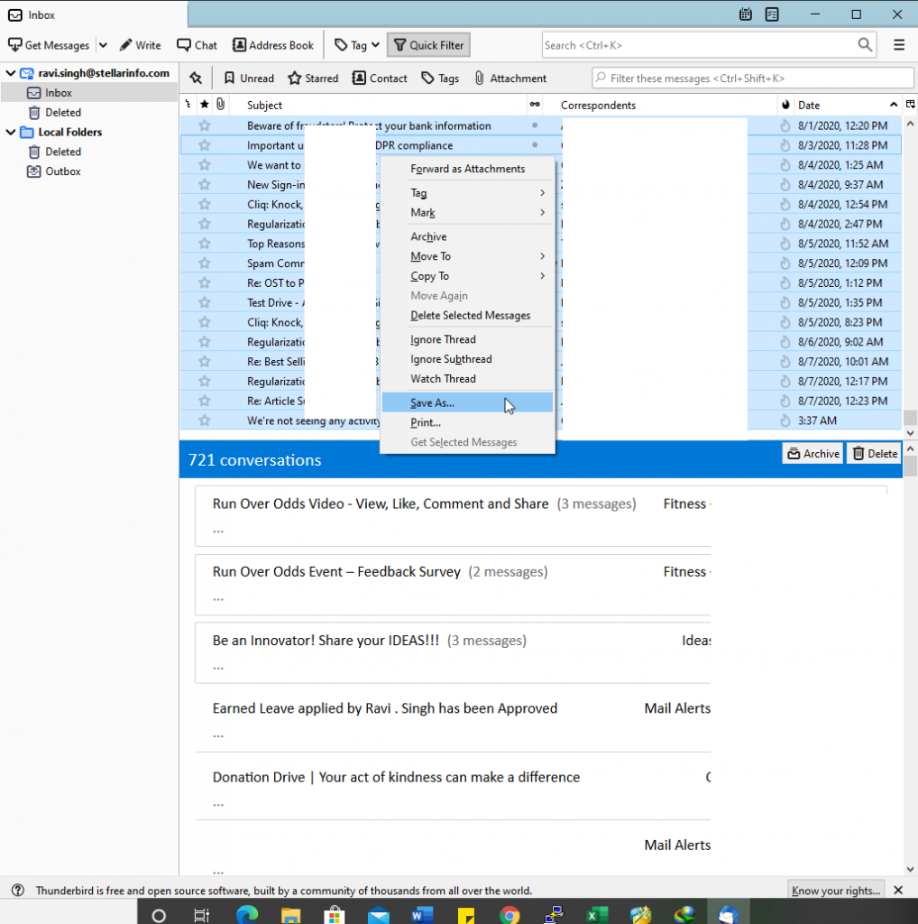 thunderbird mail backup