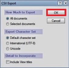 CSV export window