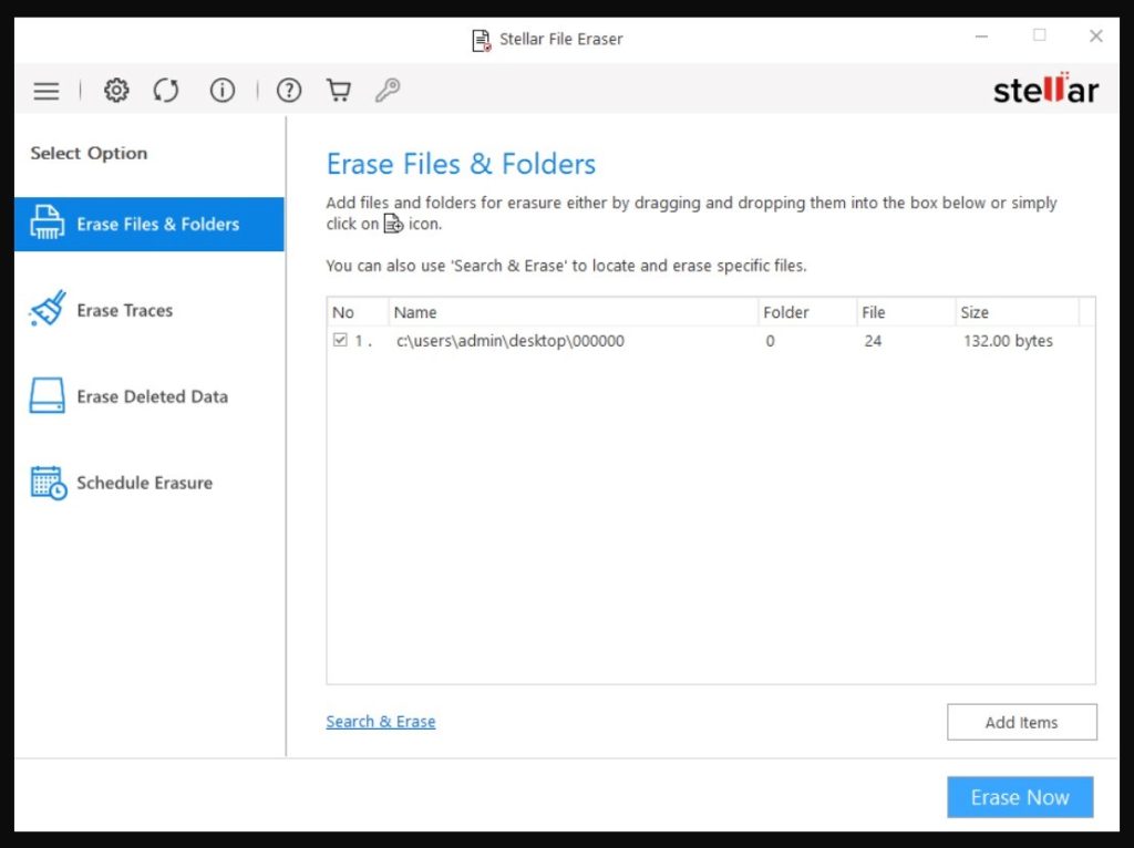 Click Add Items to add the files you wish to permanently wipe