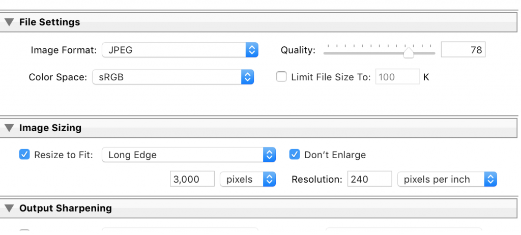 reduce picture file size lightroom 6