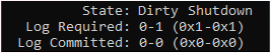 displays Dirty Shutdown