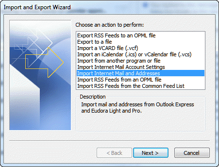 Import and Export Wizard