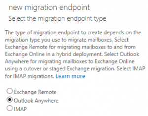 create endpoint for the migration