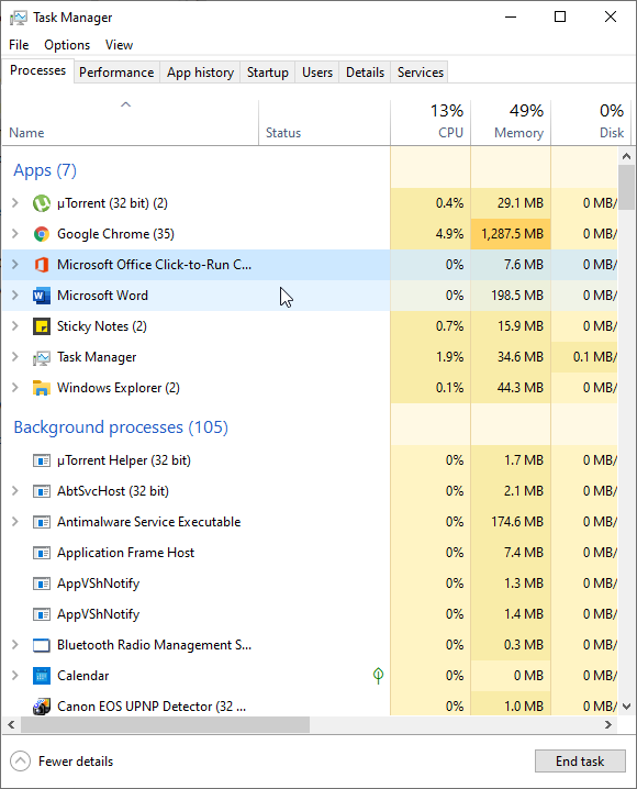 task manager to close program