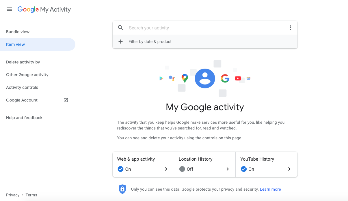 MyActivity-Funktion von Google